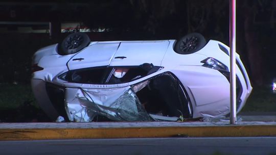 DEERFIELD BEACH: Rollover Crash on West Hillsborough Boulevard Leaves One Adult Dead and Three Children Hospitalized